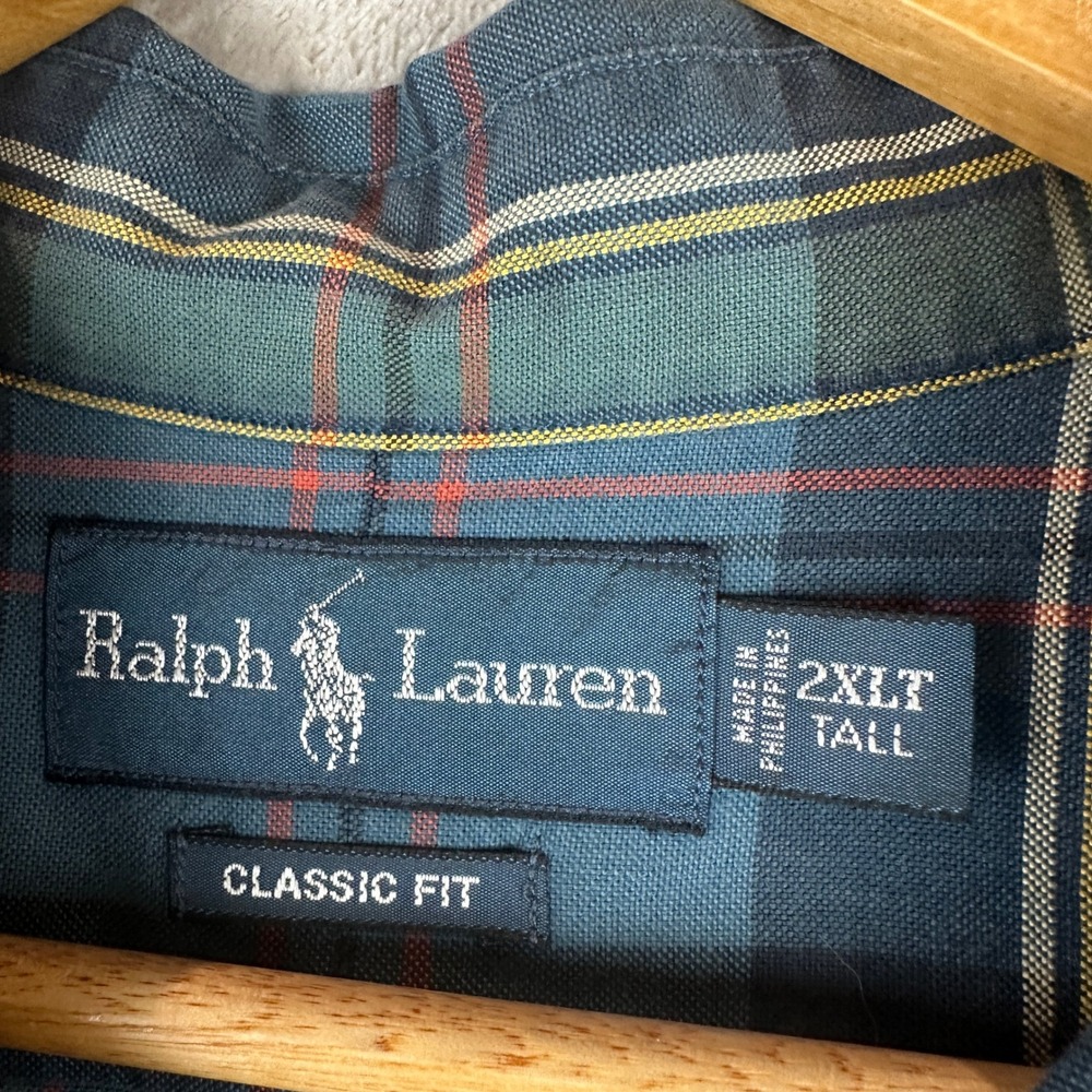 Ralph Lauren Classic Fit Plaid Button Down Shirt 2XLT Tall Red Pony Logo - Picture 2 of 9
